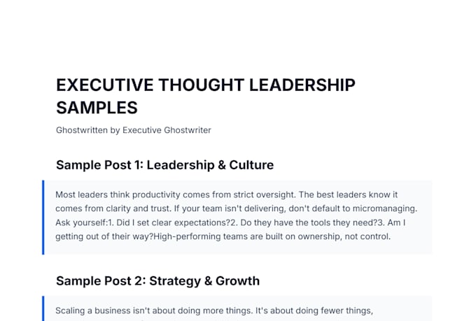 ghostwrite short form thought leadership posts